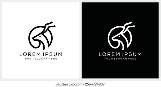 deer antler head logo design graphic