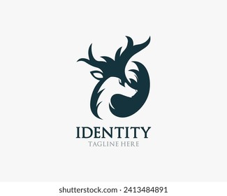 Hirschkopflogo perfekt, um Ihrem Unternehmen oder Ihrem Produkt eine elegante und leistungsstarke visuelle Identität zu verleihen