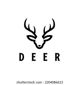 deer antler head simple flat minimalist wildlife animal logo design