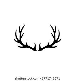 deer antler head vector logo design, Close up of deer antlers silhouette