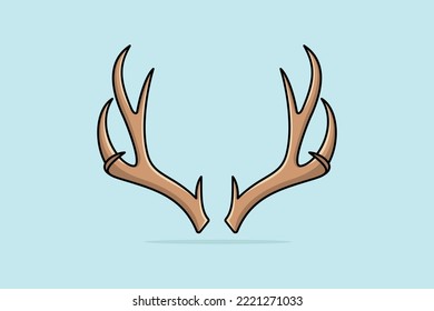 Deer Antler Horn vector icon illustration. Animal objects icon design concept. Animal nature, Wildlife animals, Head antler, hunted deer, Antler icon, Sign and symbol, Deer beauty.	