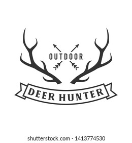 deer antler and hunter logo illustration