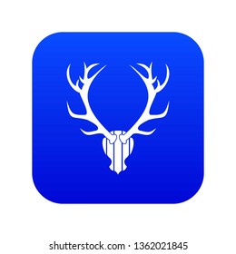 Deer antler icon digital blue for any design isolated on white vector illustration