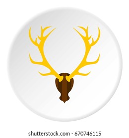 Deer antler icon in flat circle isolated vector illustration for web