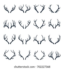 Deer Antler Icon Set Vector Illustration