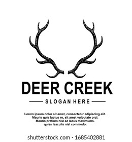 Deer antler ilustration logo vector template