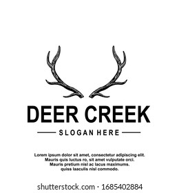 Deer antler ilustration logo vector template