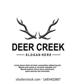 Deer antler ilustration logo vector template