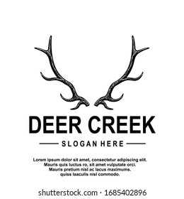 Deer antler ilustration logo vector template
