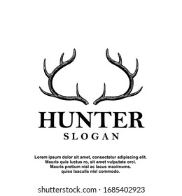 Deer antler ilustration logo vector template