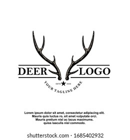 Deer antler ilustration logo vector template