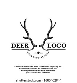 Deer antler ilustration logo vector template
