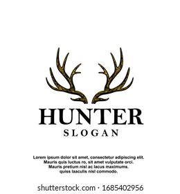 Deer antler ilustration logo vector template