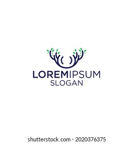 deer antler leaf logo design outline vector