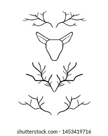 Deer Antler line simple illustration 