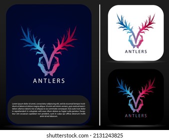 deer antler logo with brush design and dynamic color