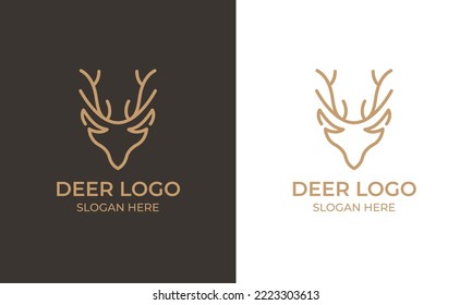 Deer antler logo design and icon inspiration, deer head outline illustration