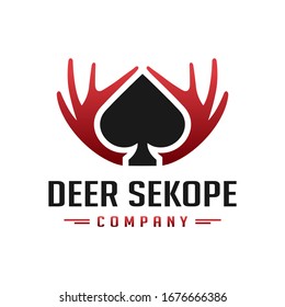 deer antler logo design and spade card