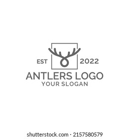 Deer antler logo design vector template
