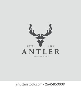 Deer antler logo for hunting and adventure community in nature simple and elegant symbol