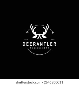 Deer antler logo for hunting and adventure community in nature simple and elegant symbol