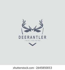 Deer antler logo for hunting and adventure community in nature simple and elegant symbol