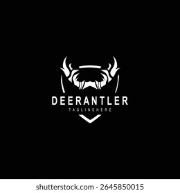 Deer antler logo for hunting and adventure community in nature simple and elegant symbol
