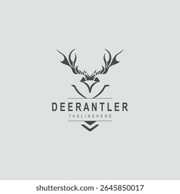 Deer antler logo for hunting and adventure community in nature simple and elegant symbol