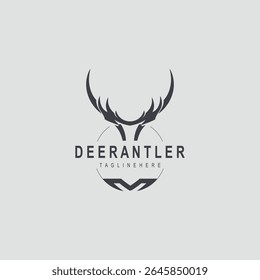 Deer antler logo for hunting and adventure community in nature simple and elegant symbol