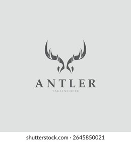 Deer antler logo for hunting and adventure community in nature simple and elegant symbol
