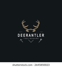 Deer antler logo for hunting and adventure community in nature simple and elegant symbol