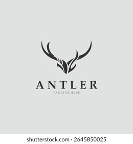 Deer antler logo for hunting and adventure community in nature simple and elegant symbol