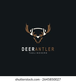 Deer antler logo for hunting and adventure community in nature simple and elegant symbol