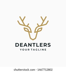 Deer antler logo and icon design vector.