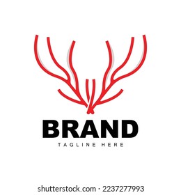 Deer Antler Logo, Antler Icon Illustration, Christmas Santa Animal Vector, Brand Design