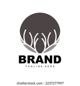 Deer Antler Logo, Antler Icon Illustration, Christmas Santa Animal Vector, Brand Design