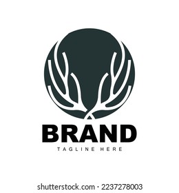 Deer Antler Logo, Antler Icon Illustration, Christmas Santa Animal Vector, Brand Design