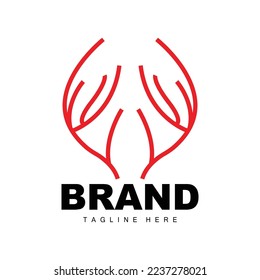 Deer Antler Logo, Antler Icon Illustration, Christmas Santa Animal Vector, Brand Design