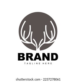 Deer Antler Logo, Antler Icon Illustration, Christmas Santa Animal Vector, Brand Design