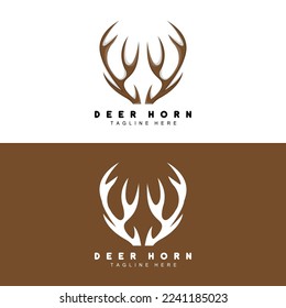 Deer Antler Logo, Antler Icon Illustration, Christmas Santa Animal Vector, Brand Design