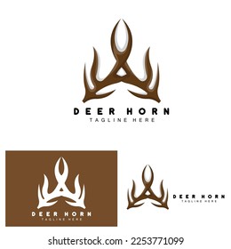 Deer Antler Logo, Antler Icon Illustration, Christmas Santa Animal Vector, Brand Design