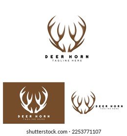 Deer Antler Logo, Antler Icon Illustration, Christmas Santa Animal Vector, Brand Design