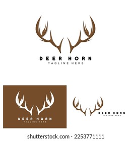 Deer Antler Logo, Antler Icon Illustration, Christmas Santa Animal Vector, Brand Design