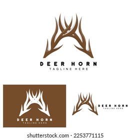 Deer Antler Logo, Antler Icon Illustration, Christmas Santa Animal Vector, Brand Design