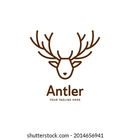 Deer antler logo icon template outline monoline style