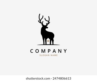 Ilustración vectorial con logotipo de cornamenta de ciervo