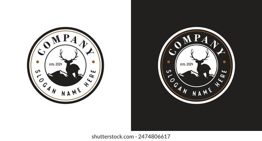 Ilustración vectorial con logotipo de cornamenta de ciervo