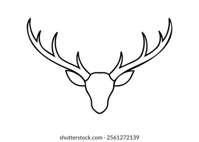 Deer antler shed silhouette illustration on white background