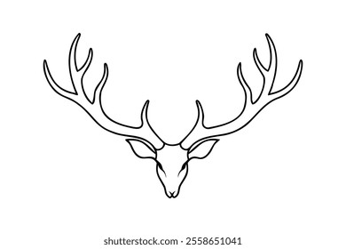 Deer antler shed vector silhouette illustration on white background