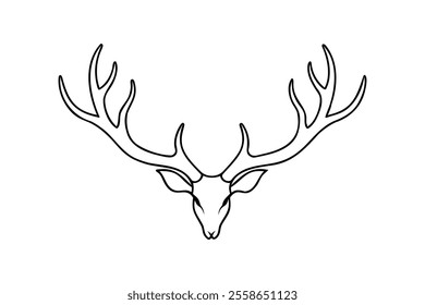 Deer antler shed vector silhouette illustration on white background